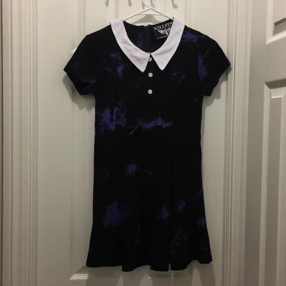 Killstar Dresses & Skirts - Killstar black and purple tie-dye dress